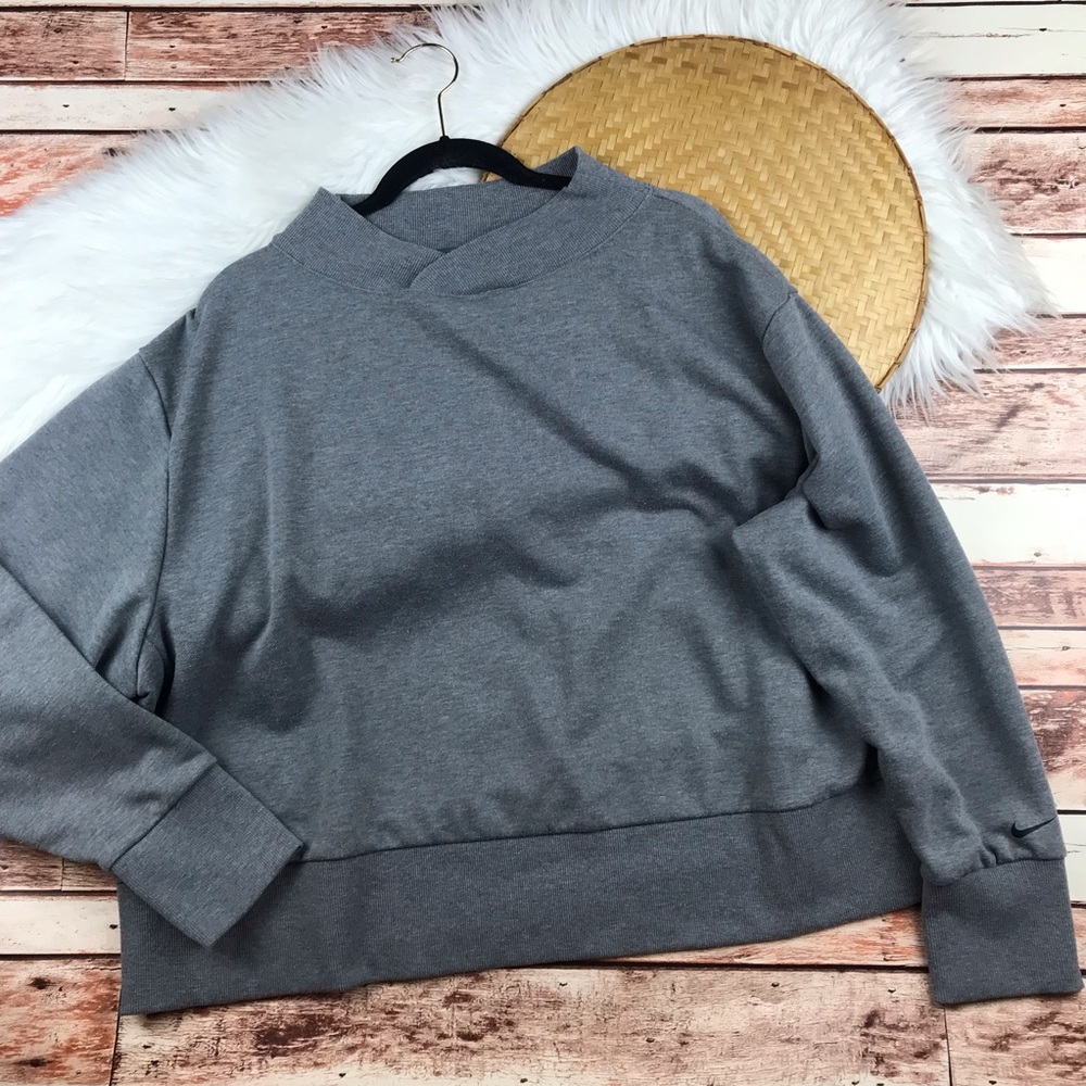 Nike Gray Cropped Sweatshirt Hoodie